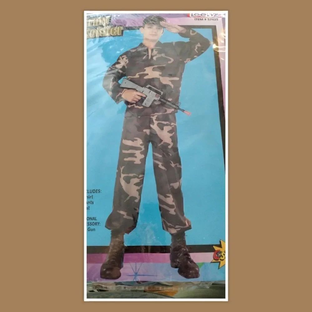 NWT Halloween Soldier Costume size Teen pants waist 34" Inseam 28" Top pit to pi